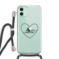 CaseCompany Best heart black: iPhone 11 Transparant Hoesje met koord