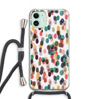 CaseCompany Tropical Dots: iPhone 11 Transparant Hoesje met koord