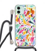 CaseCompany Watercolor Brushstrokes: iPhone 11 Transparant Hoesje met koord