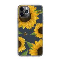 CaseCompany Sunflower and bees: iPhone 11 Pro Max Transparant Hoesje