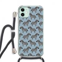 CaseCompany Zebra: iPhone 11 Transparant Hoesje met koord