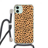 CaseCompany Panter: iPhone 11 Transparant Hoesje met koord