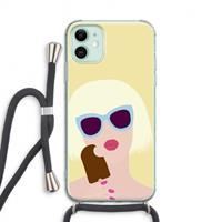 CaseCompany Ice cream: iPhone 11 Transparant Hoesje met koord