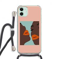 CaseCompany Orange lips: iPhone 11 Transparant Hoesje met koord