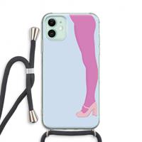 CaseCompany Pink panty: iPhone 11 Transparant Hoesje met koord