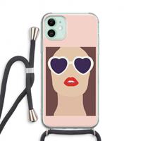 CaseCompany Red lips: iPhone 11 Transparant Hoesje met koord