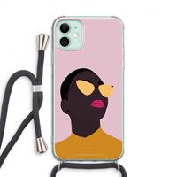 CaseCompany Yellow glasses: iPhone 11 Transparant Hoesje met koord