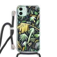 CaseCompany Tropical Palms Dark: iPhone 11 Transparant Hoesje met koord