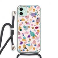 CaseCompany Terrazzo Memphis Pink: iPhone 11 Transparant Hoesje met koord