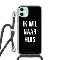 CaseCompany Ik wil naar huis - Zwart: iPhone 11 Transparant Hoesje met koord