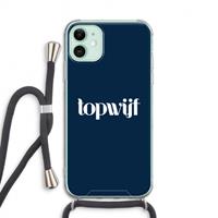 CaseCompany Topwijf Navy: iPhone 11 Transparant Hoesje met koord