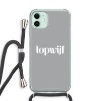 CaseCompany Topwijf Grijs Wit: iPhone 11 Transparant Hoesje met koord