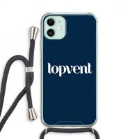 CaseCompany Topvent Navy: iPhone 11 Transparant Hoesje met koord