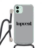 CaseCompany Topvent Grijs Zwart: iPhone 11 Transparant Hoesje met koord