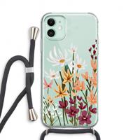 CaseCompany Painted wildflowers: iPhone 11 Transparant Hoesje met koord