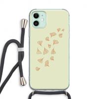 CaseCompany Falling Leaves: iPhone 11 Transparant Hoesje met koord