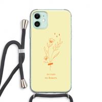 CaseCompany No rain no flowers: iPhone 11 Transparant Hoesje met koord