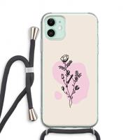 CaseCompany Roses are red: iPhone 11 Transparant Hoesje met koord