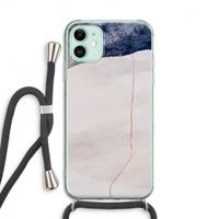 CaseCompany Stone White: iPhone 11 Transparant Hoesje met koord