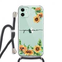 CaseCompany Zonnebloemen: iPhone 11 Transparant Hoesje met koord