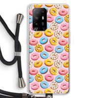 CaseCompany Pink donuts: Oppo A94 5G Transparant Hoesje met koord