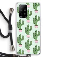 CaseCompany Cactus Lover: Oppo A94 5G Transparant Hoesje met koord
