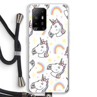CaseCompany Rainbow Unicorn: Oppo A94 5G Transparant Hoesje met koord