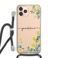 CaseCompany Gele bloemen: iPhone 11 Pro Max Transparant Hoesje met koord