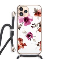 CaseCompany Geschilderde bloemen: iPhone 11 Pro Max Transparant Hoesje met koord