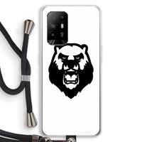 CaseCompany Angry Bear (white): Oppo A94 5G Transparant Hoesje met koord