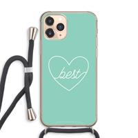 CaseCompany Best heart pastel: iPhone 11 Pro Max Transparant Hoesje met koord