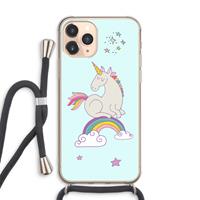 CaseCompany Regenboog eenhoorn: iPhone 11 Pro Max Transparant Hoesje met koord