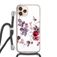 CaseCompany Mooie bloemen: iPhone 11 Pro Max Transparant Hoesje met koord