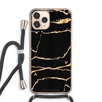 CaseCompany Gouden marmer: iPhone 11 Pro Max Transparant Hoesje met koord