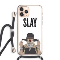 CaseCompany Slay All Day: iPhone 11 Pro Max Transparant Hoesje met koord