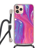 CaseCompany Paarse stroom: iPhone 11 Pro Max Transparant Hoesje met koord