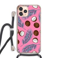 CaseCompany Kokosnoot roze: iPhone 11 Pro Max Transparant Hoesje met koord