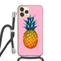 CaseCompany Grote ananas: iPhone 11 Pro Max Transparant Hoesje met koord