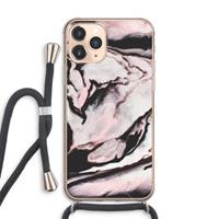 CaseCompany Roze stroom: iPhone 11 Pro Max Transparant Hoesje met koord