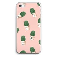 CaseCompany Cactusprint roze: iPhone 5 / 5S / SE Transparant Hoesje
