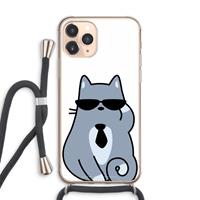 CaseCompany Cool cat: iPhone 11 Pro Max Transparant Hoesje met koord