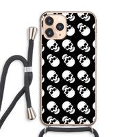 CaseCompany Musketon Skulls: iPhone 11 Pro Max Transparant Hoesje met koord