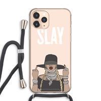 CaseCompany Slay All Day: iPhone 11 Pro Max Transparant Hoesje met koord