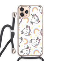 CaseCompany Rainbow Unicorn: iPhone 11 Pro Max Transparant Hoesje met koord