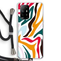 CaseCompany Colored Zebra: Oppo A94 5G Transparant Hoesje met koord