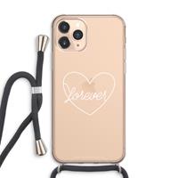 CaseCompany Forever heart pastel: iPhone 11 Pro Max Transparant Hoesje met koord