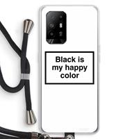 CaseCompany Black is my happy color: Oppo A94 5G Transparant Hoesje met koord