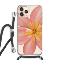 CaseCompany Pink Ellila Flower: iPhone 11 Pro Max Transparant Hoesje met koord