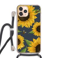 CaseCompany Sunflower and bees: iPhone 11 Pro Max Transparant Hoesje met koord