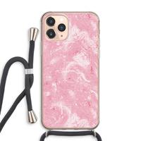 CaseCompany Abstract Painting Pink: iPhone 11 Pro Max Transparant Hoesje met koord